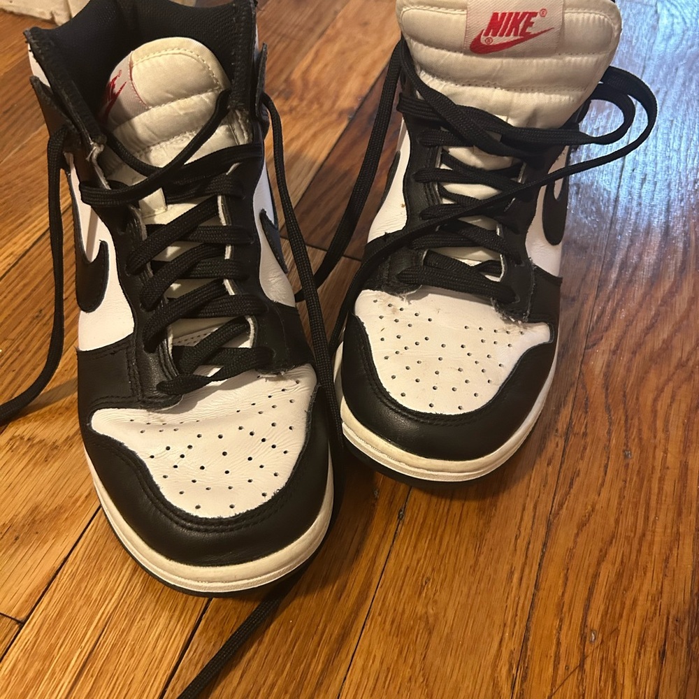 Nike Black and White Sneakers with Red Logo